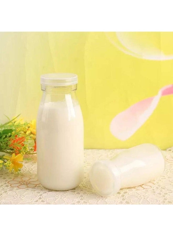 Luxoraq 200ml Plastic Juice Bottle with Caps, (Pack of 6) Clear Milk Bottles, Reusable Juice Containers with Leak-Proof White Lids, BPA-Free Smoothie Water Bottles for Homemade Beverages, Kombucha - Image 2